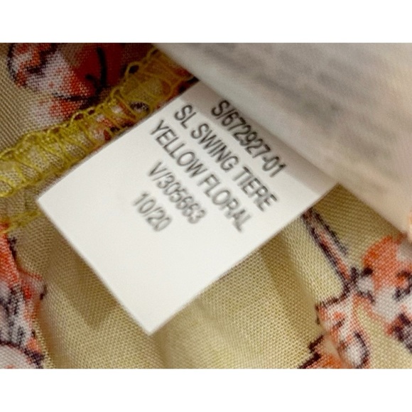 Old Navy Yellow Multicolored Floral Tiered Swing Dress, Petite Size Medium - Picture 13 of 15